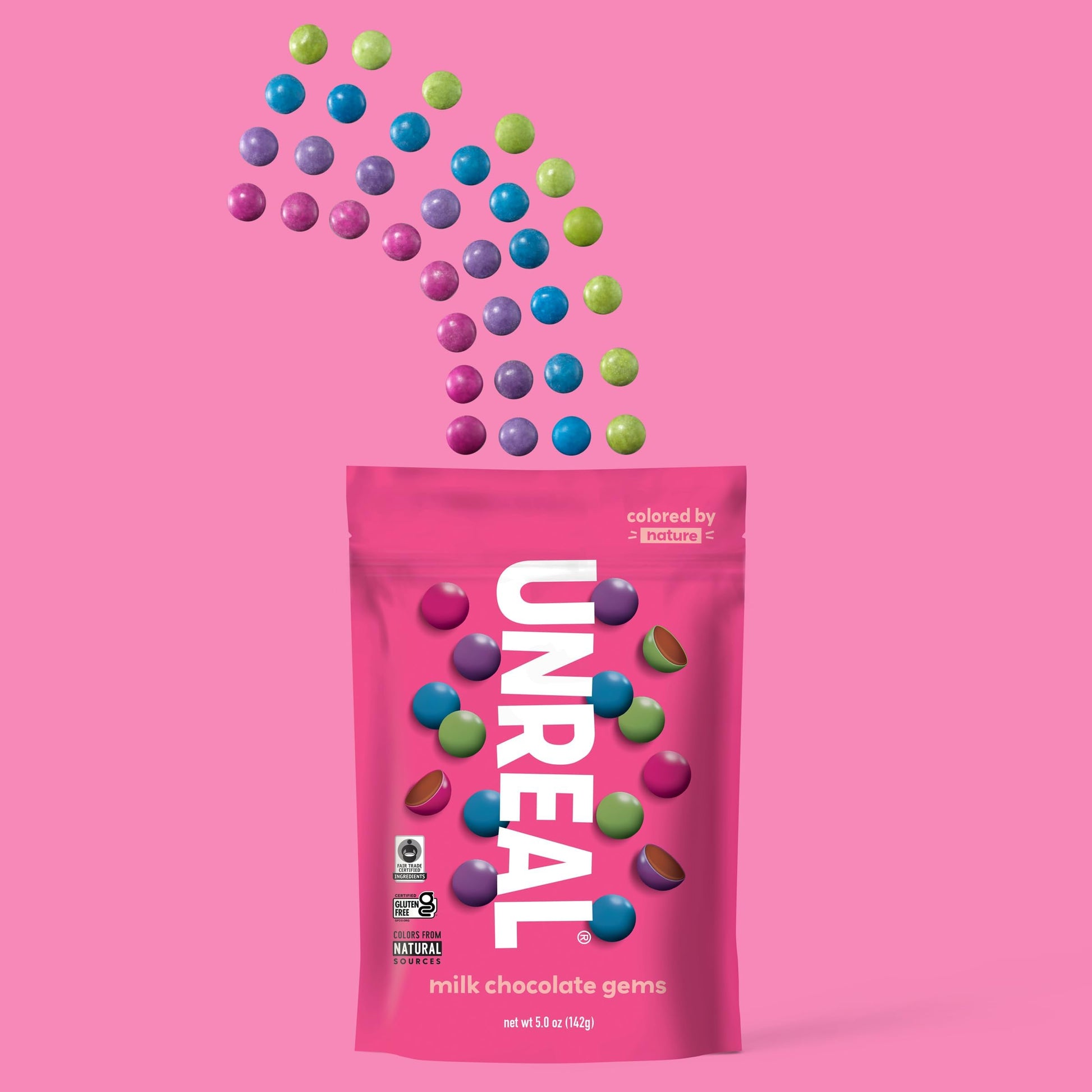 Product image of UNREAL Milk Chocolate Gems Snack Packs Non-GMO Gluten Free Ingredients Fair Trade No Sugar Alcohols No Soy