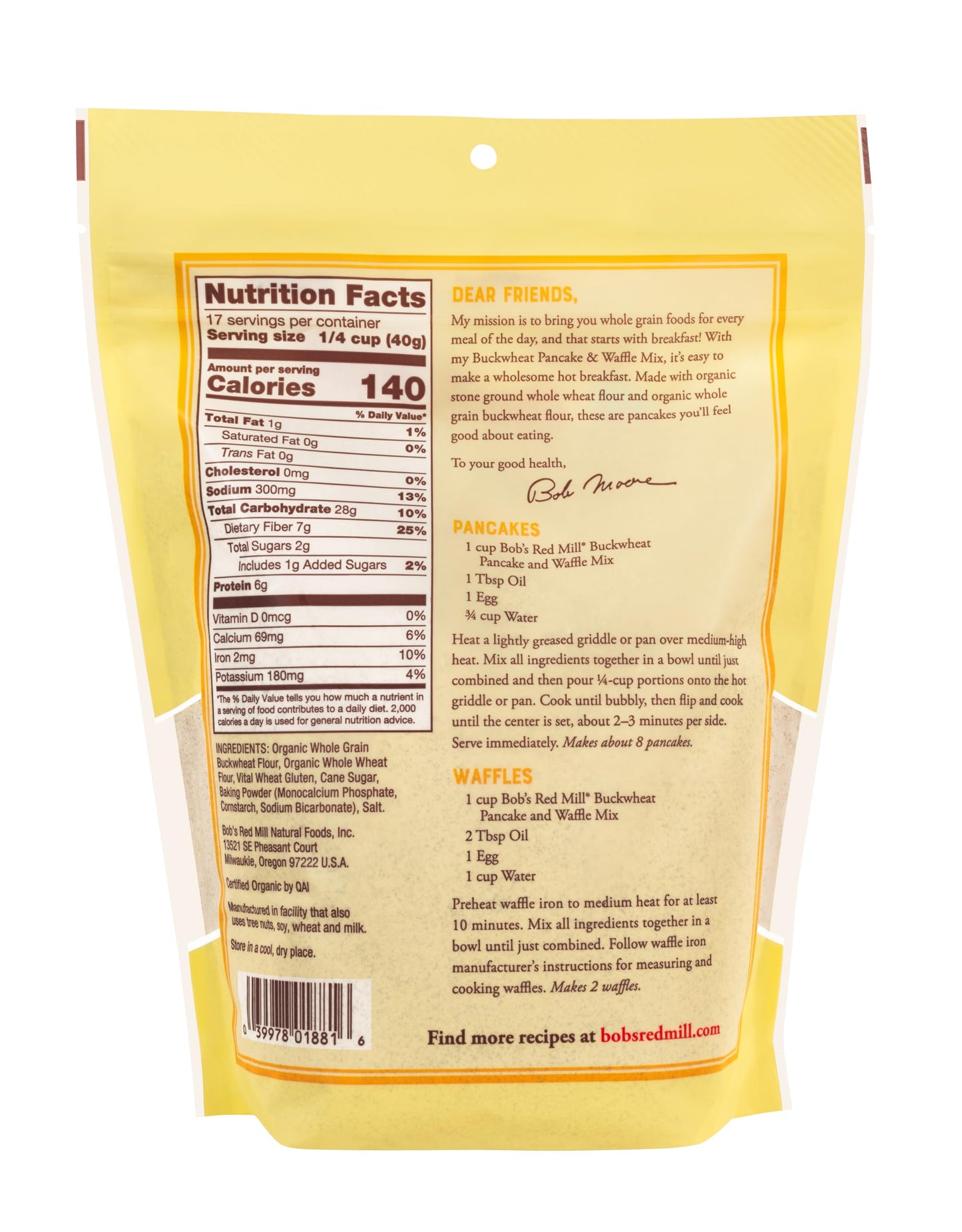 Product image of Bob's Red Mill Buckwheat Pancake and Waffle Mix High Fiber Kosher 24 oz 24 oz