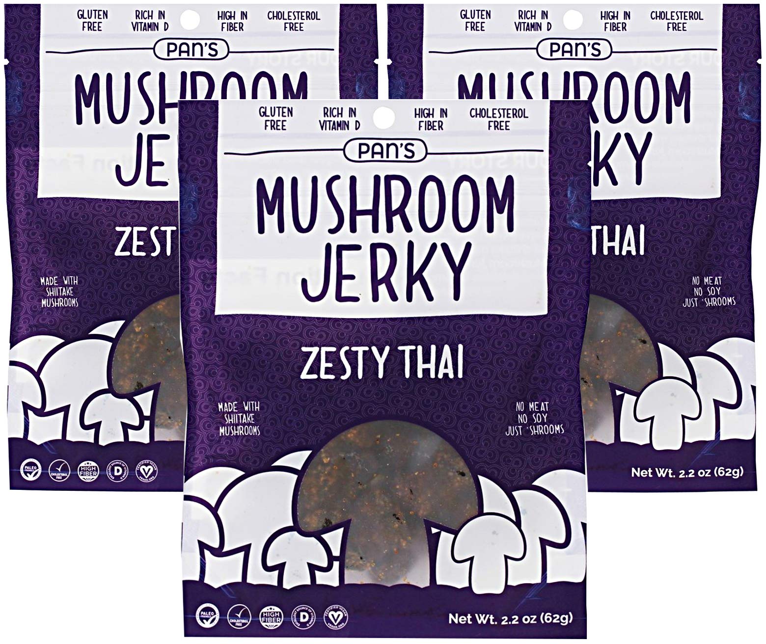 Product image of Pan's Mushroom Jerky Zesty Thai Flavor Meat-free 2.2 oz 2.2 oz Pack of 3