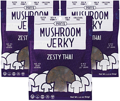 Product image of Pan's Mushroom Jerky Zesty Thai Flavor Meat-free 2.2 oz 2.2 oz Pack of 3