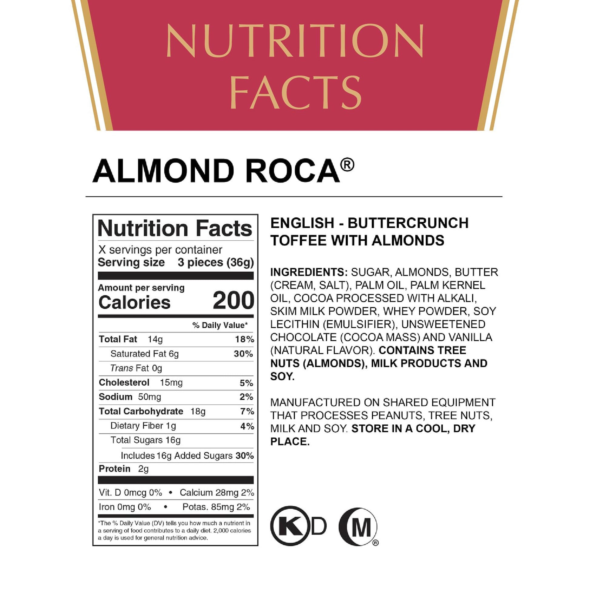 Product image of Roca Chocolate Caramel Buttercrunch Toffee Box Individually Wrapped Candy Gluten Free Kosher 5 oz 5 oz