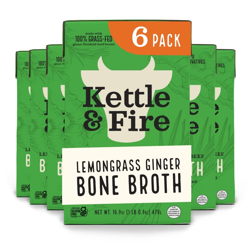 Product image of Kettle and Fire Lemongrass Ginger Beef Bone Broth Keto Paleo Whole 30 Approved Gluten Free High in Protein