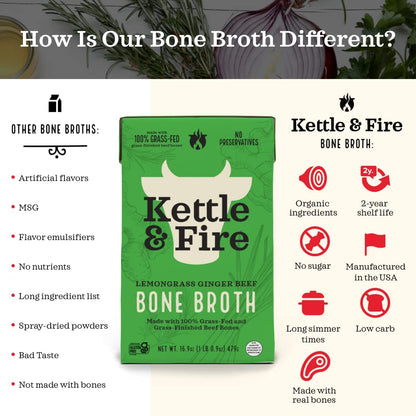 Product image of Kettle and Fire Lemongrass Ginger Beef Bone Broth Keto Paleo Whole 30 Approved Gluten Free High in Protein