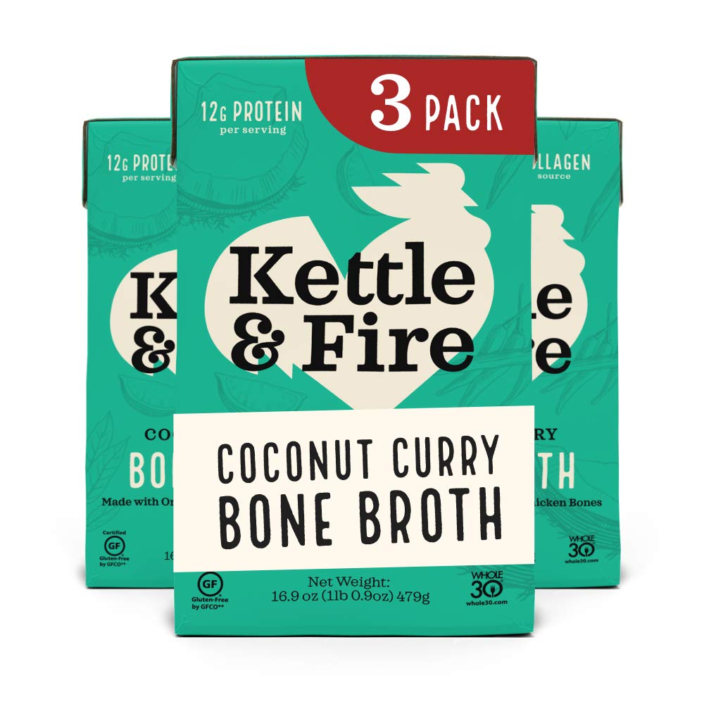 Product image of Kettle and Fire Coconut Curry and Lime Chicken Bone Broth Keto Paleo Whole 30 Approved Gluten Free High in
