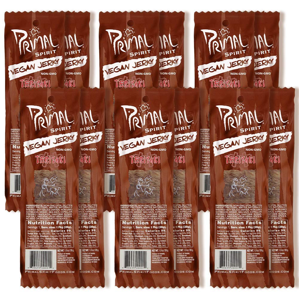 Product image of Primal Spirit Foods Teriyaki Vegan Jerky Plant Based Protein Non-GMO No Preservatives Sports Friendly