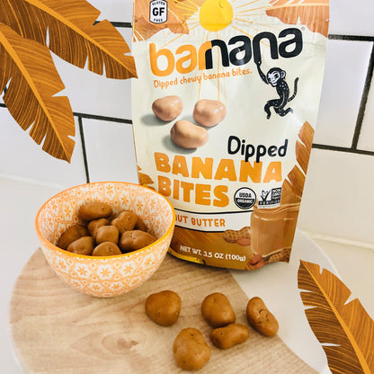 Product image of Barnana Organic Chewy Banana Bites Peanut Butter Dipped in Chocolate Made Real Fruit Kosher USDA Organic