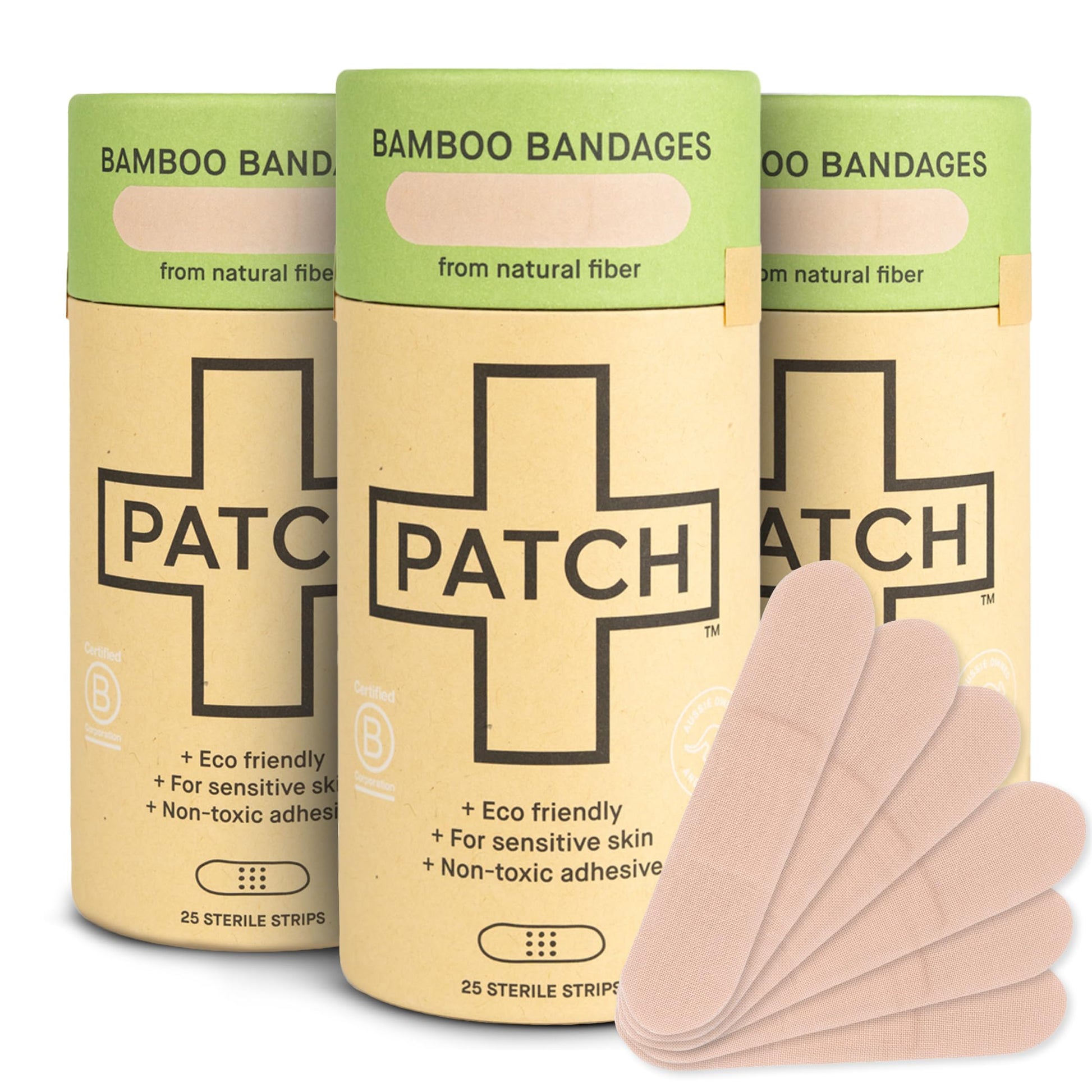 Product image of PATCH Natural Bamboo Adhesive Bandages Hypoallergenic for Sensitive Skin Biodegradable Latex Free Plastic