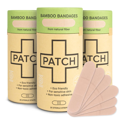 Product image of PATCH Natural Bamboo Adhesive Bandages Hypoallergenic for Sensitive Skin Biodegradable Latex Free Plastic
