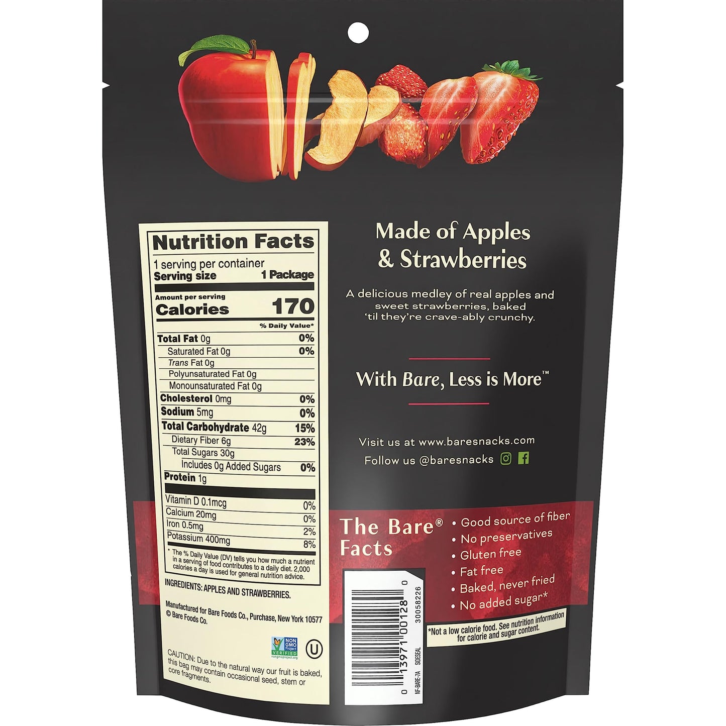 Product image of Bare Baked Crunchy Medleys Apple Strawberry Fruit Snack Mix Single Serve Bags 1.6 oz 1.6 oz Pack of 6