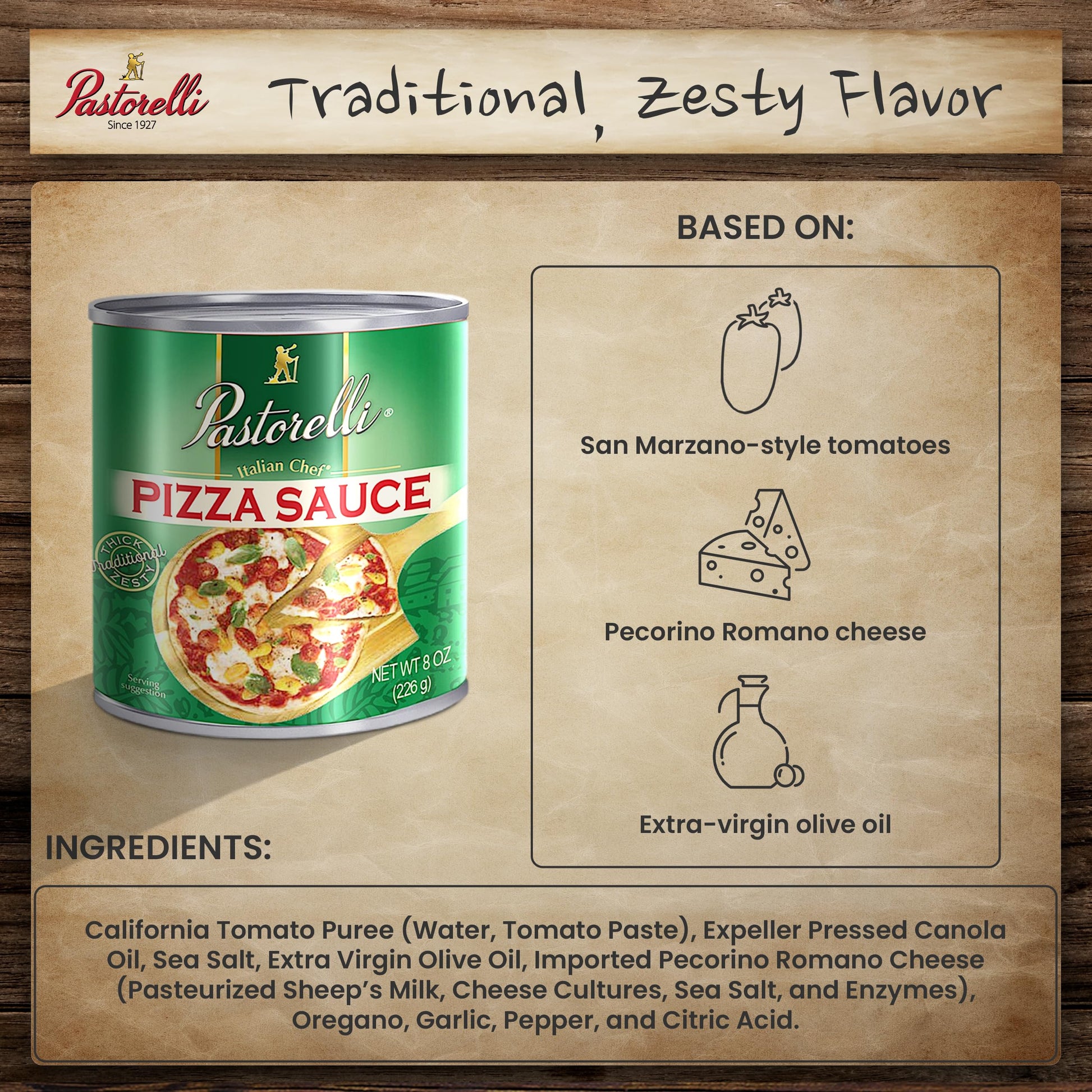 Product image of Pastorelli Pizza Sauce Original Authentic Italian Extra Virgin Olive Oil and Pecorino Romano Cheese Since
