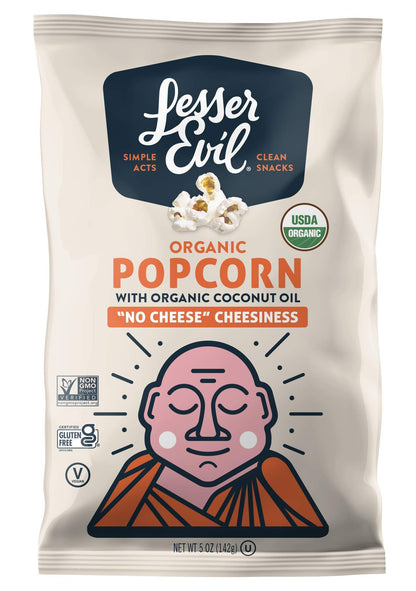 Product image of LesserEvil "No Cheese" Cheesiness Organic Popcorn Coconut Oil No Artificial Ingredients Bags 5 oz 5 oz Pack