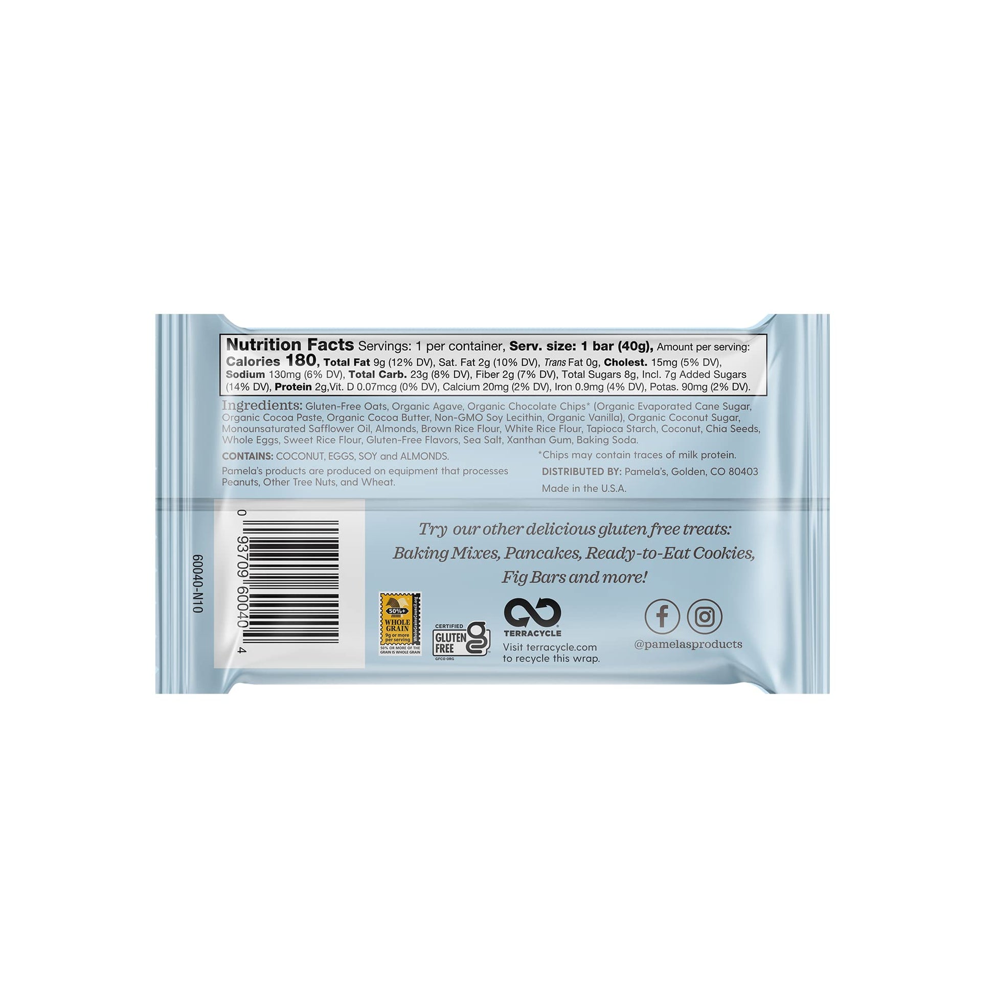 Product image of Pamela's Products Whenever Bars Oat Chocolate Chip Coconut Gluten-Free Snack Bars 5 ct Pack of 3