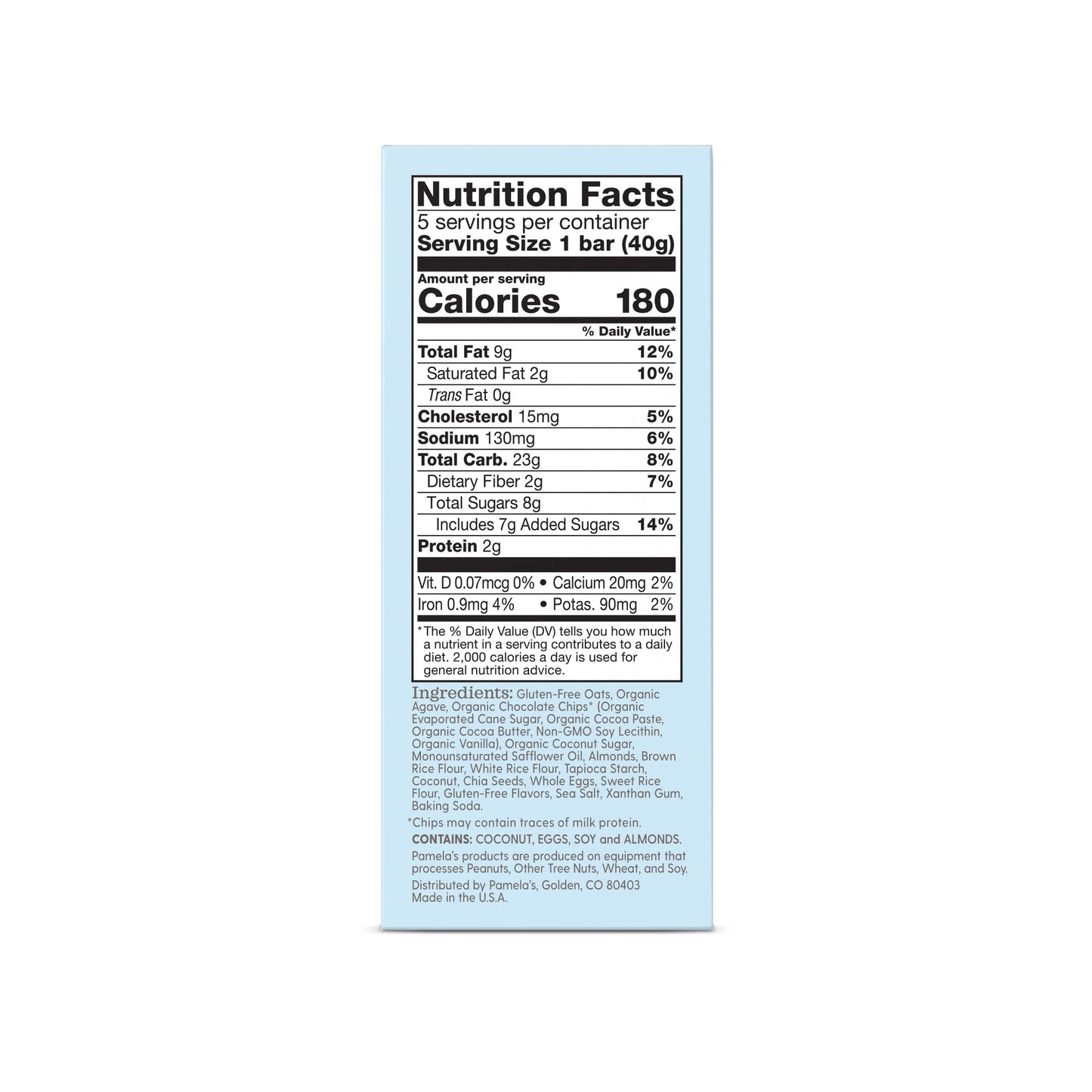 Product image of Pamela's Products Whenever Bars Oat Chocolate Chip Coconut Gluten-Free Snack Bars 5 ct Pack of 3