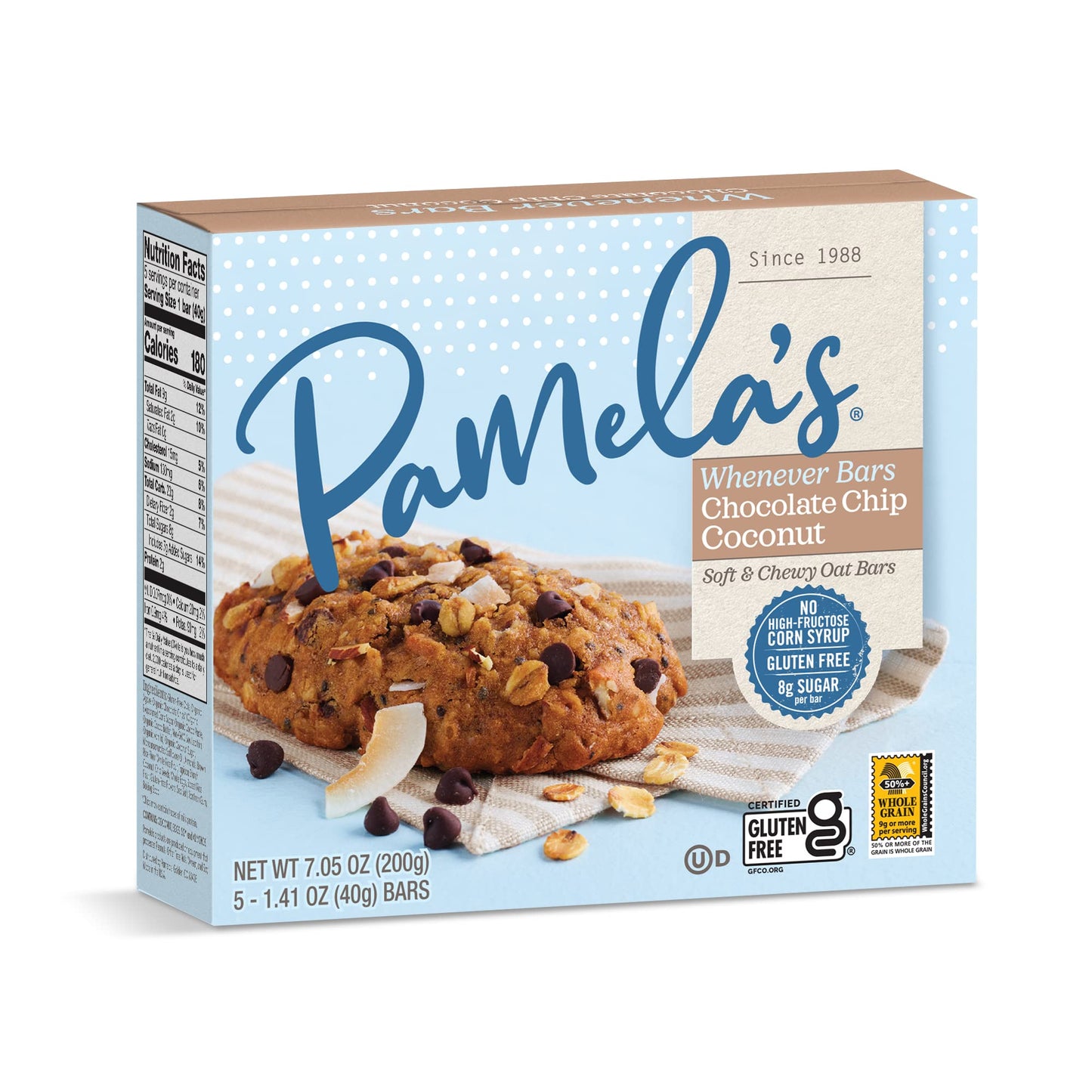 Product image of Pamela's Products Whenever Bars Oat Chocolate Chip Coconut Gluten-Free Snack Bars 5 ct Pack of 3