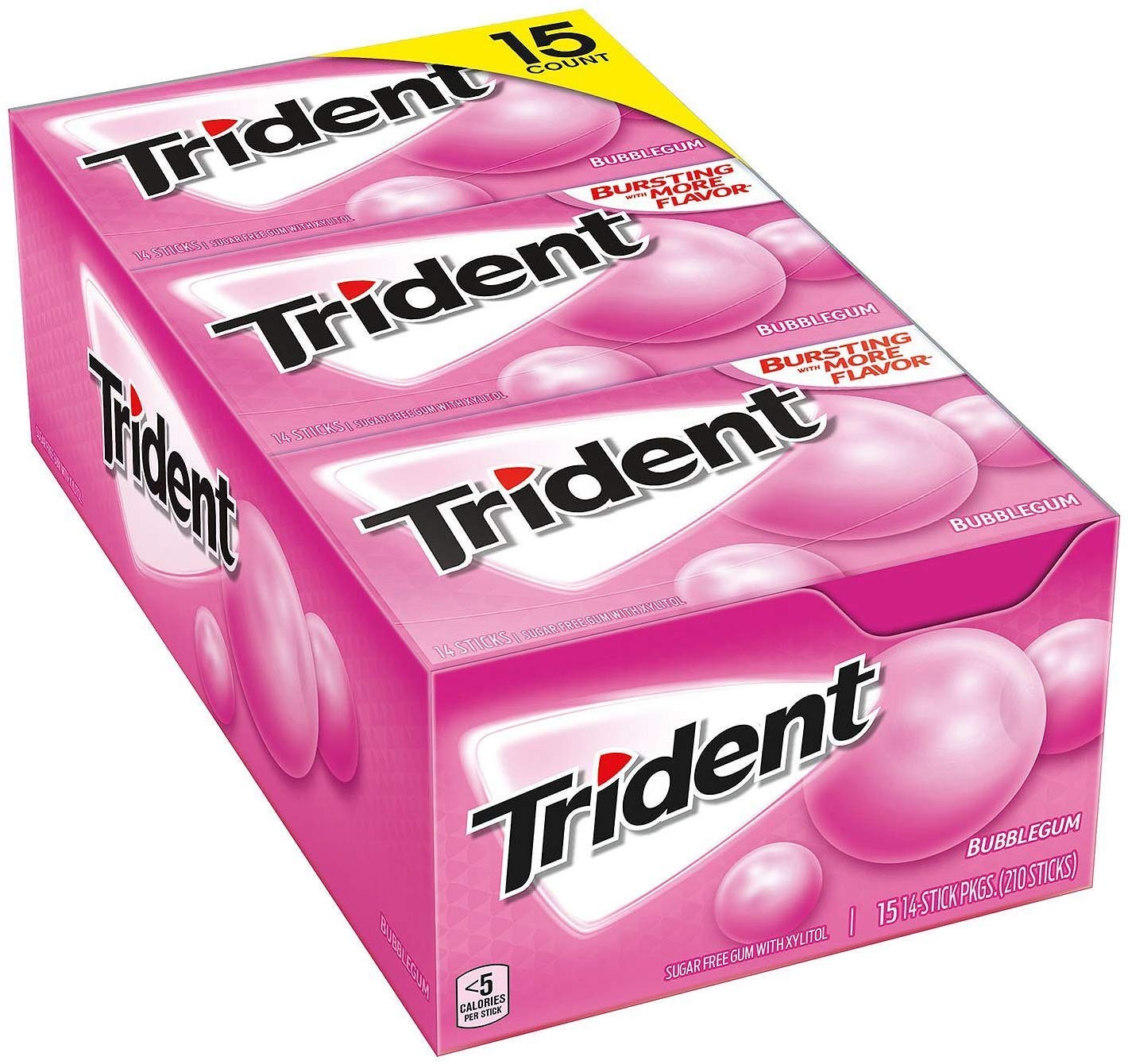 Product image of Trident Bubble Gum Sugar Free Gum 14 Pieces Pack of 30