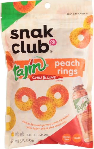 Product image of Snak Club Tajin Peach Rings Gummy Candy Fruit Candy Gummies Chili and Lime Seasoning Mild Gluten-Free and