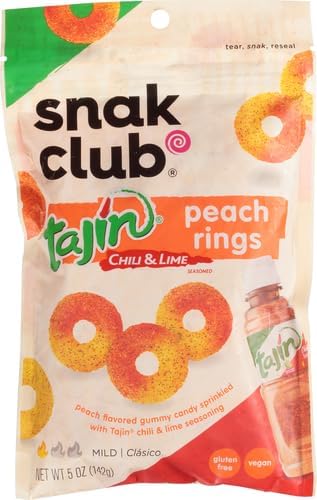 Product image of Snak Club Tajin Peach Rings Gummy Candy Fruit Candy Gummies Chili and Lime Seasoning Mild Gluten-Free and
