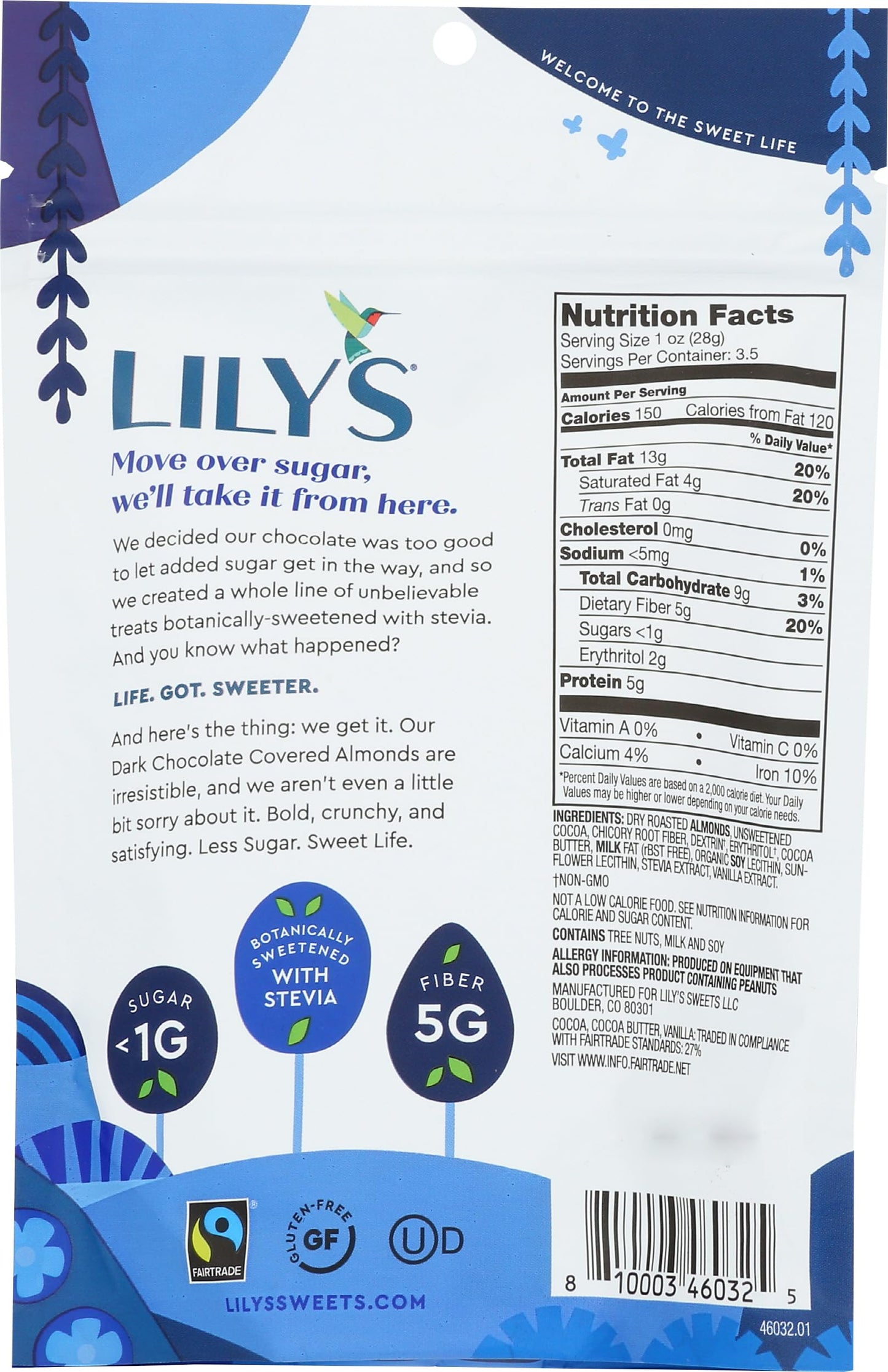 Product image of Lily's Sweets Dark Chocolate Covered Almonds 3.5 oz 3.5 oz
