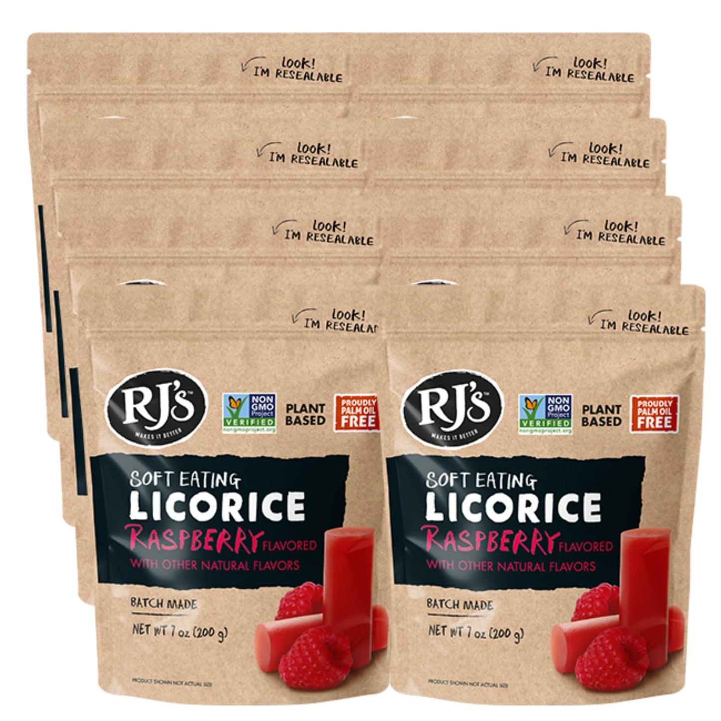 Product image of RJ's Licorice Soft Australian Licorice Raspberry Flavor Non-GMO Plant Based Soft and Chewy Candy Made in