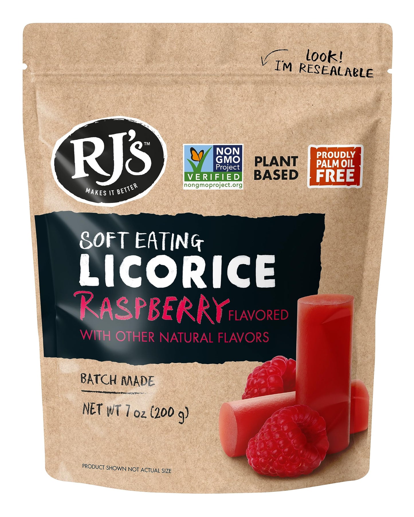 Product image of RJ's Licorice Soft Australian Licorice Raspberry Flavor Non-GMO Plant Based Soft and Chewy Candy Made in