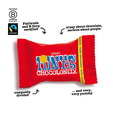 Product image of Tony's Chocolonely Tiny Tony's Milk Chocolate Bites 32% Cocoa Pack of 100