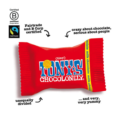 Product image of Tony's Chocolonely Tiny Tony's Milk Chocolate Bites 32% Cocoa Pack of 100