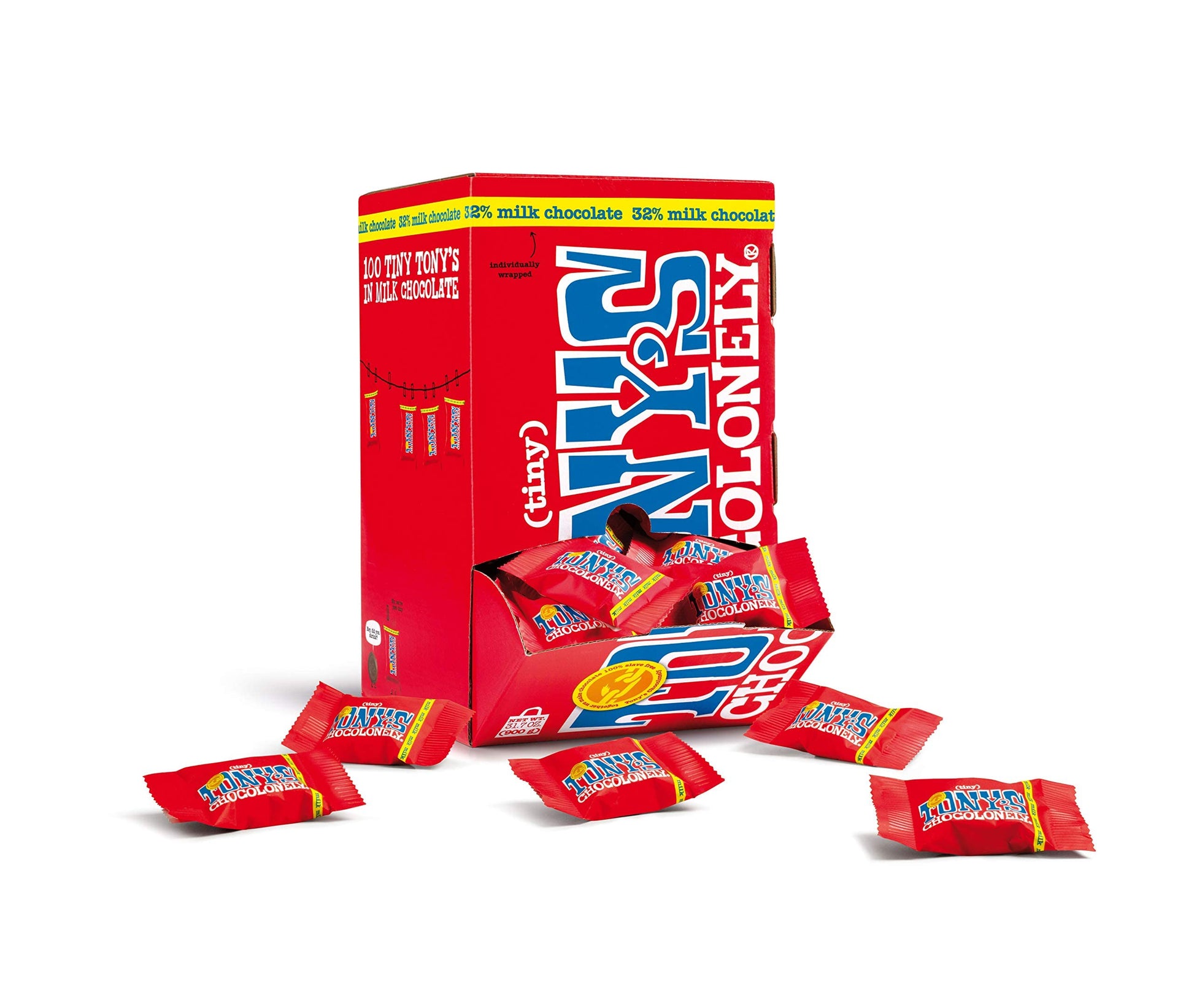 Product image of Tony's Chocolonely Tiny Tony's Milk Chocolate Bites 32% Cocoa Pack of 100