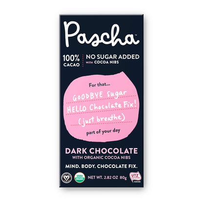 Product image of Pascha Organic No Added Sugar 100% Cacao Cocoa Nibs Chocolate Bars UTZ Gluten Free Non GMO Pack of 5
