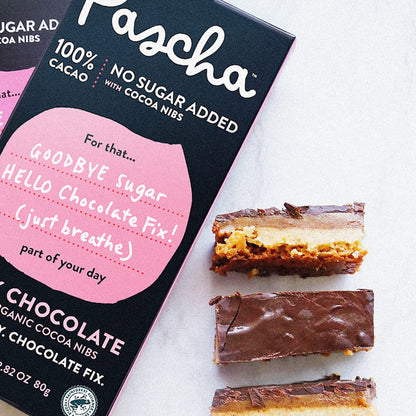 Product image of Pascha Organic No Added Sugar 100% Cacao Cocoa Nibs Chocolate Bars UTZ Gluten Free Non GMO Pack of 5