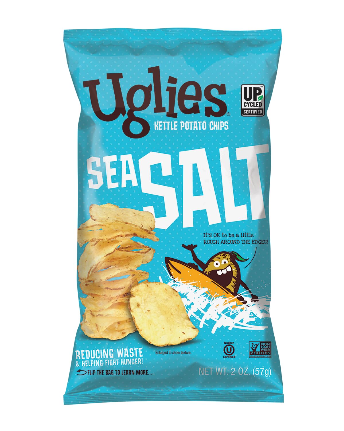 Product image of UGLIES Kettle-Cooked Potato Chips Sea Salt Gluten-Free Kosher-Friendly Non-GMO 2 oz 2 oz Pack of 12