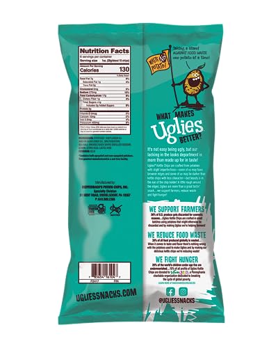 Product image of UGLIES Kettle-Cooked Potato Chips Salt and Vinegar Gluten-Free Kosher-Friendly Non-GMO 6 oz 6 oz Pack of 4