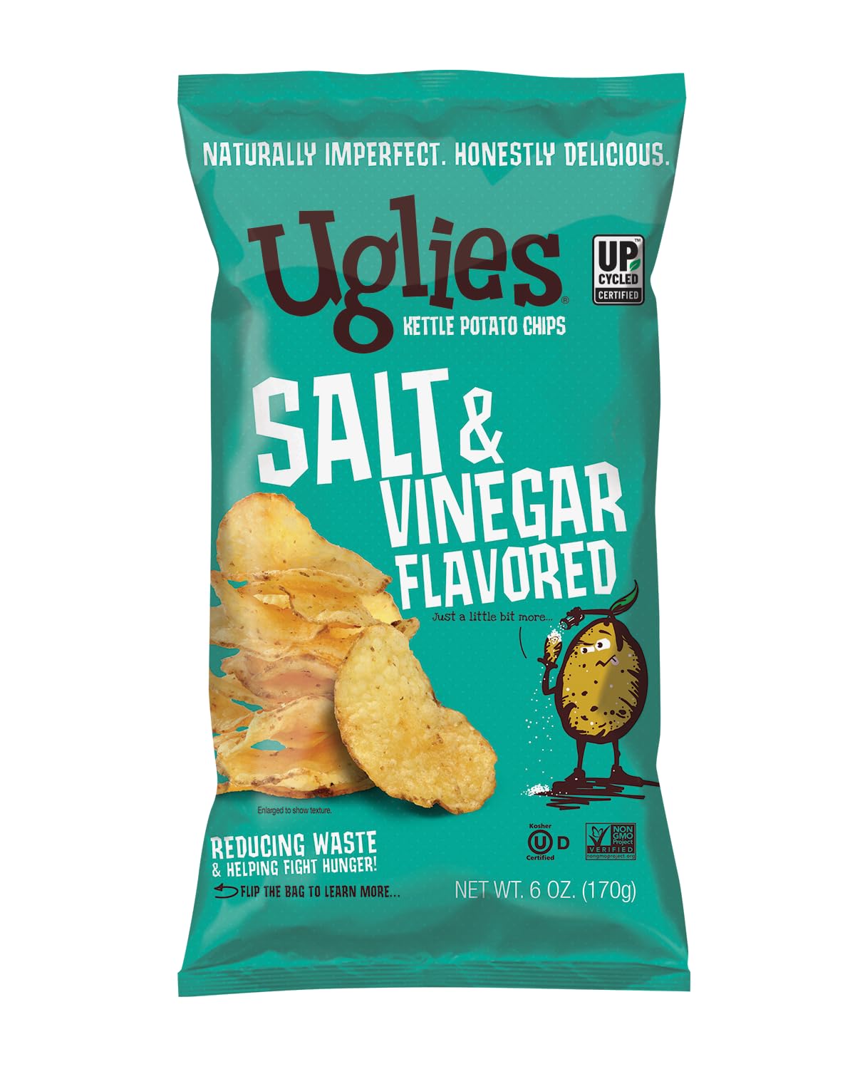 Product image of UGLIES Kettle-Cooked Potato Chips Salt and Vinegar Gluten-Free Kosher-Friendly Non-GMO 6 oz 6 oz Pack of 4