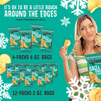 Product image of UGLIES Kettle-Cooked Potato Chips Salt and Vinegar Gluten-Free Kosher-Friendly Non-GMO 6 oz 6 oz Pack of 4