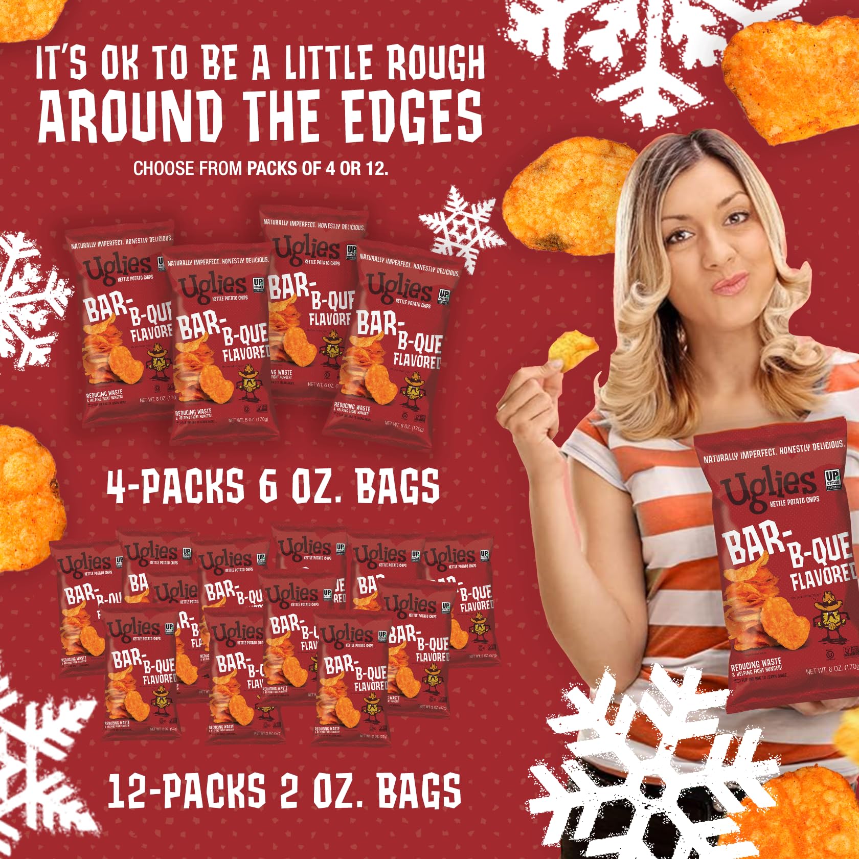 Product image of Uglies BBQ Kettle-Cooked Potato Chips Gluten-Free Kosher-Friendly Non-GMO Bags 6 oz 6 oz Pack of 4