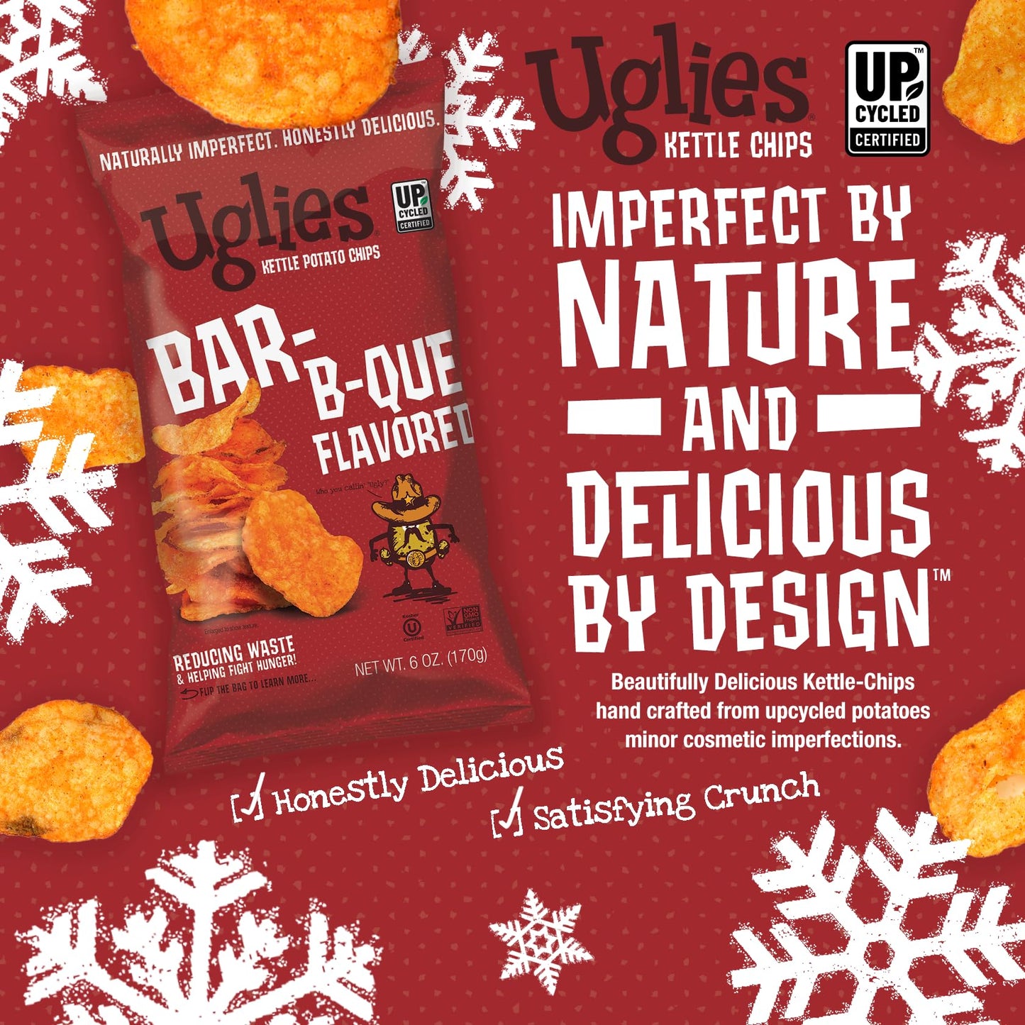 Product image of Uglies BBQ Kettle-Cooked Potato Chips Gluten-Free Kosher-Friendly Non-GMO Bags 6 oz 6 oz Pack of 4