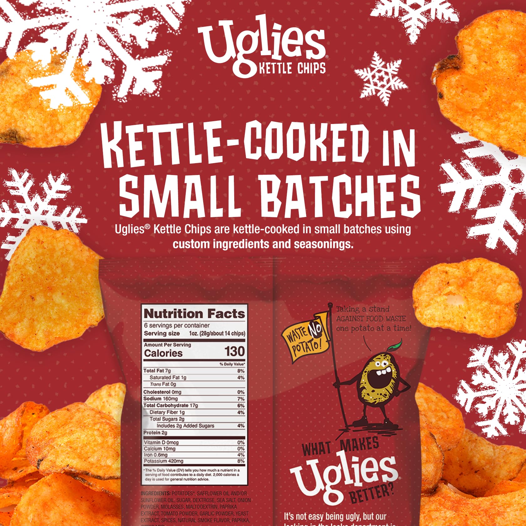 Product image of Uglies BBQ Kettle-Cooked Potato Chips Gluten-Free Kosher-Friendly Non-GMO Bags 6 oz 6 oz Pack of 4