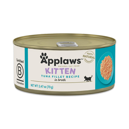 Product image of Applaws Natural Wet Kitten Food Tuna Fillet in Broth Cans Limited Ingredient No Additives 2.47 oz 2.47 oz