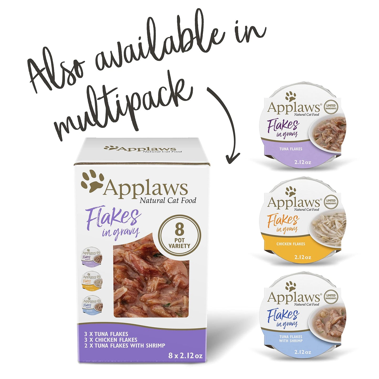 Product image of Applaws Natural Wet Cat Food Tuna Flakes in Gravy Pots Limited Ingredient 2.12 oz 2.12 oz Pack of 18