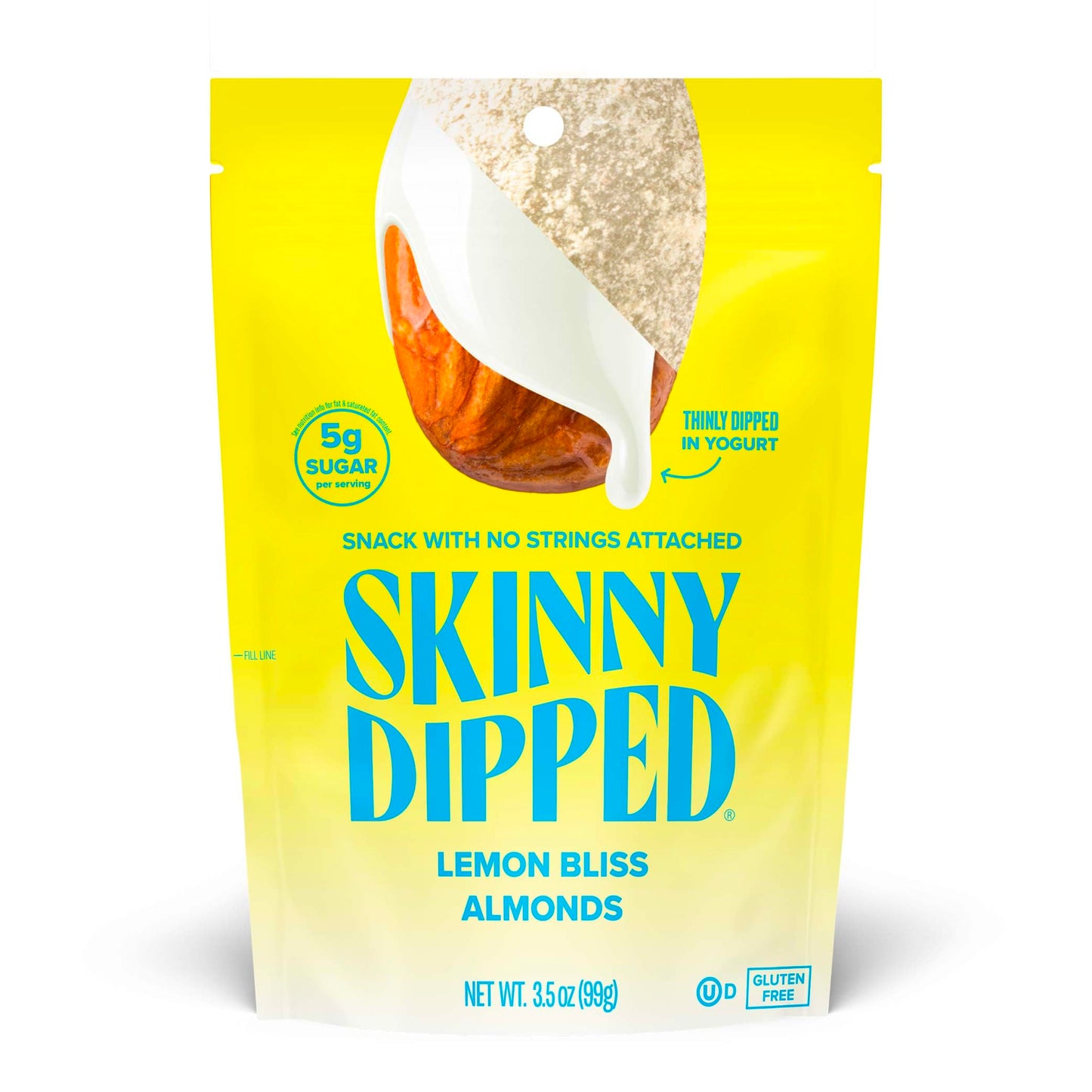 Product image of SKINNYDIPPED Lemon Bliss Yogurt Covered Almonds Healthy Snack Plant Protein Gluten Free Resealable Bags 3.5