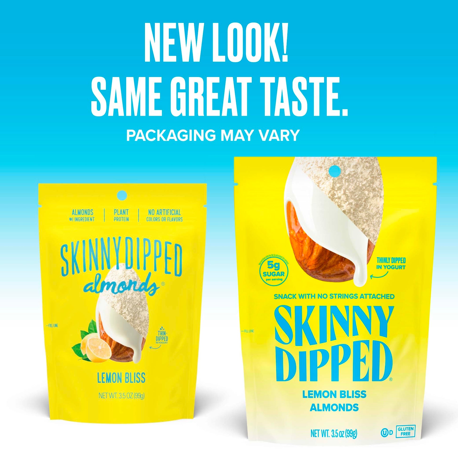 Product image of SKINNYDIPPED Lemon Bliss Yogurt Covered Almonds Healthy Snack Plant Protein Gluten Free Resealable Bags 3.5