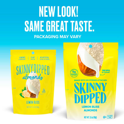 Product image of SKINNYDIPPED Lemon Bliss Yogurt Covered Almonds Healthy Snack Plant Protein Gluten Free Resealable Bags 3.5