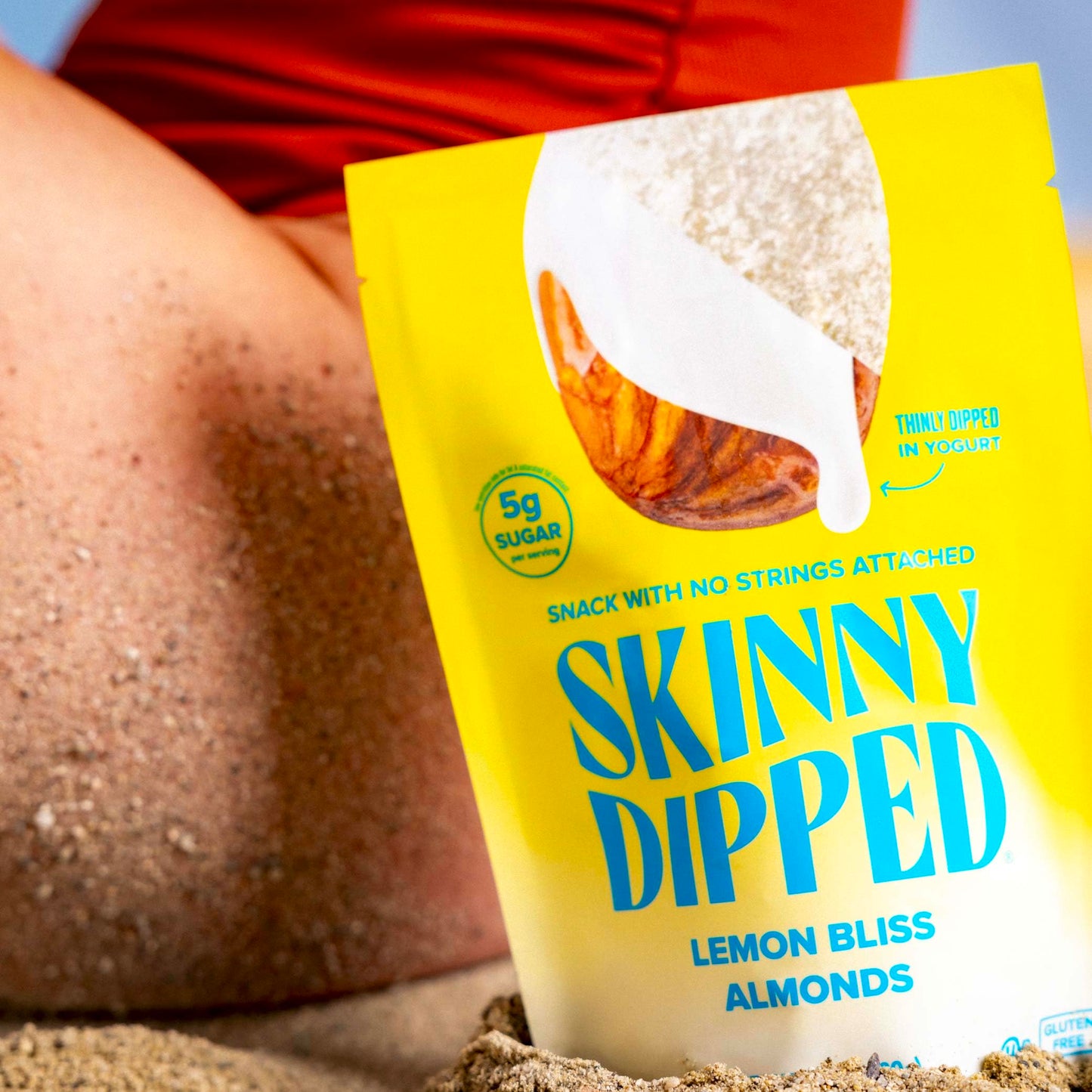 Product image of SKINNYDIPPED Lemon Bliss Yogurt Covered Almonds Healthy Snack Plant Protein Gluten Free Resealable Bags 3.5
