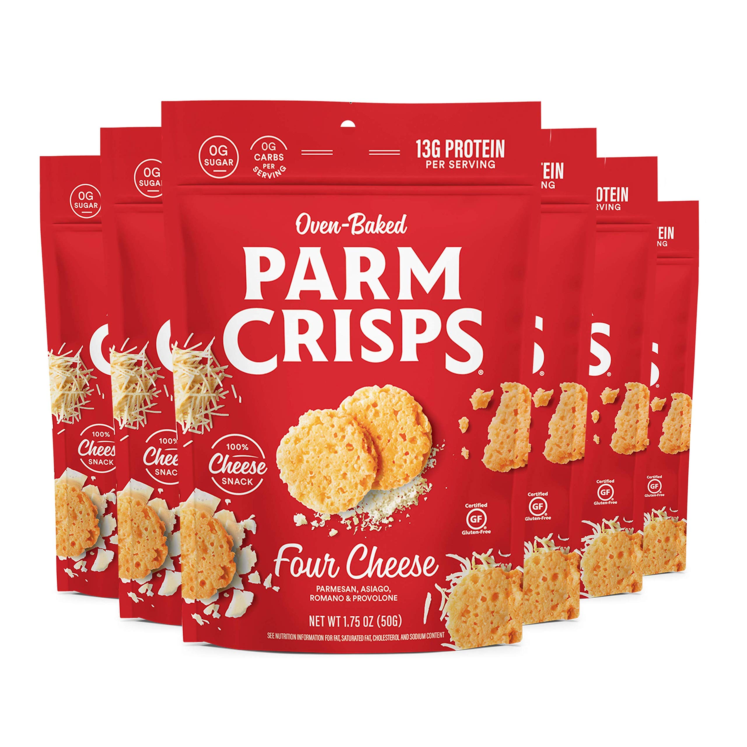 Product image of ParmCrisps Four Cheese Parm Crisps Cheese Crisps Keto Low Carb High Protein Gluten Free Oven Baked 100% Real