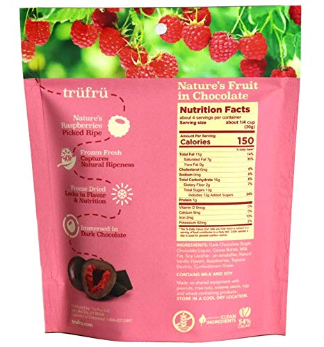 Product image of Tru Fru Nature's Raspberries Hyper-Dried Fresh in Dark Chocolate Bag 4.2 oz 4.2 oz