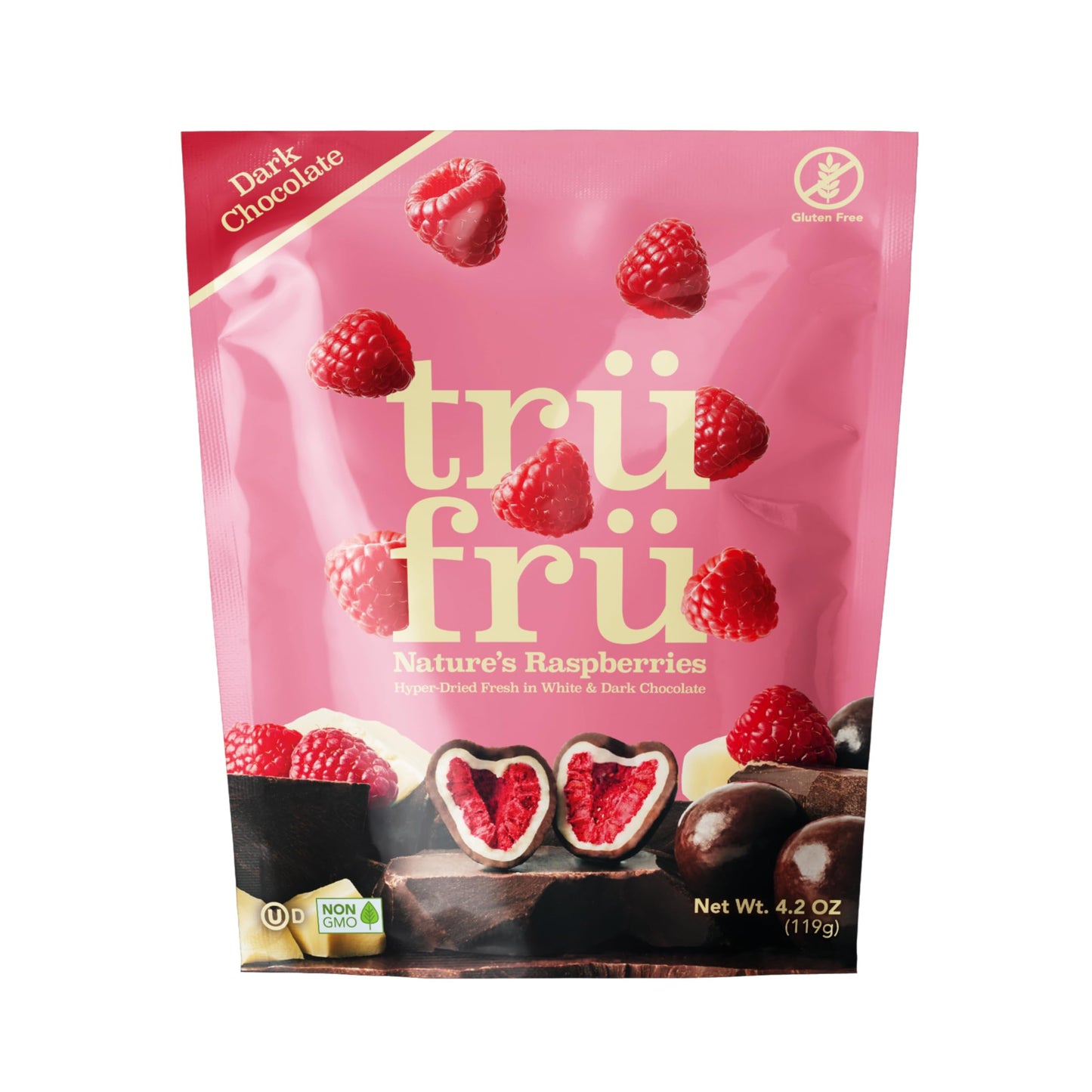 Product image of Tru Fru Nature's Raspberries Hyper-Dried Fresh in Dark Chocolate Bag 4.2 oz 4.2 oz