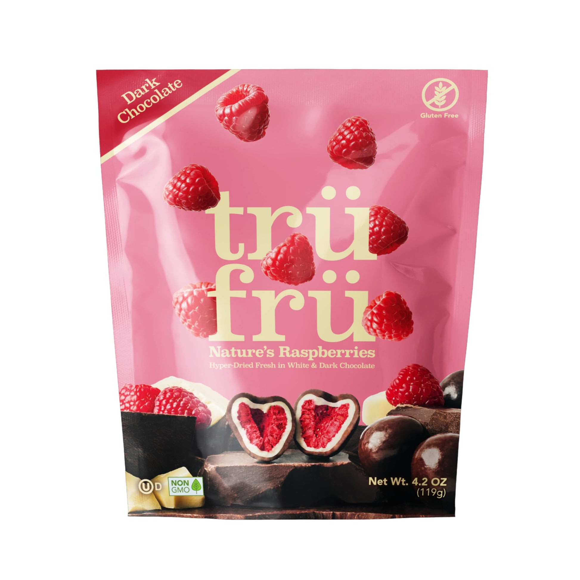 Product image of Tru Fru Nature's Raspberries Hyper-Dried Fresh in Dark Chocolate Bag 4.2 oz 4.2 oz
