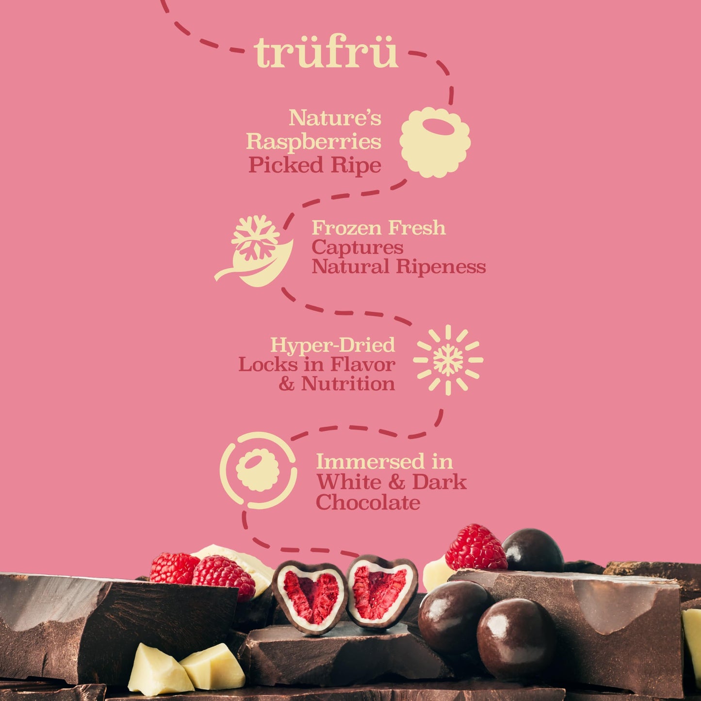 Product image of Tru Fru Nature's Raspberries Hyper-Dried Fresh in Dark Chocolate Bag 4.2 oz 4.2 oz
