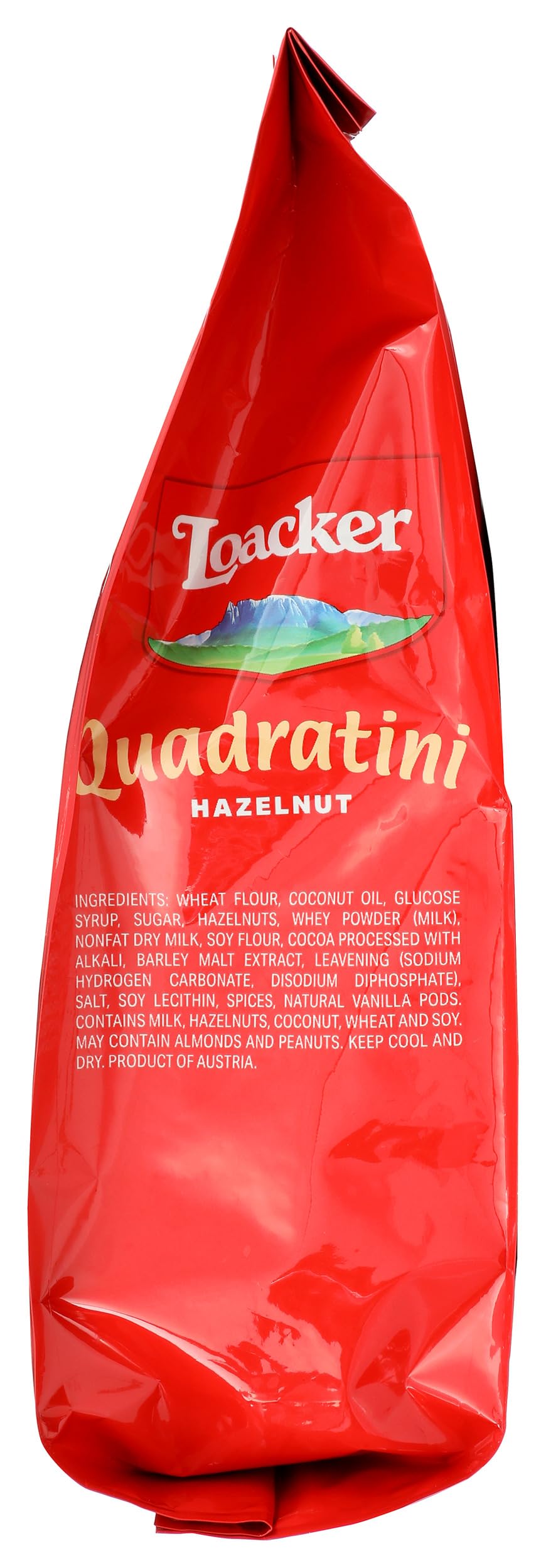 Product image of Loacker Quadratini Hazelnut Wafer Cookies Bite Size 30% Less Sugar Hazelnut Cream Filling NON-GMO 100%