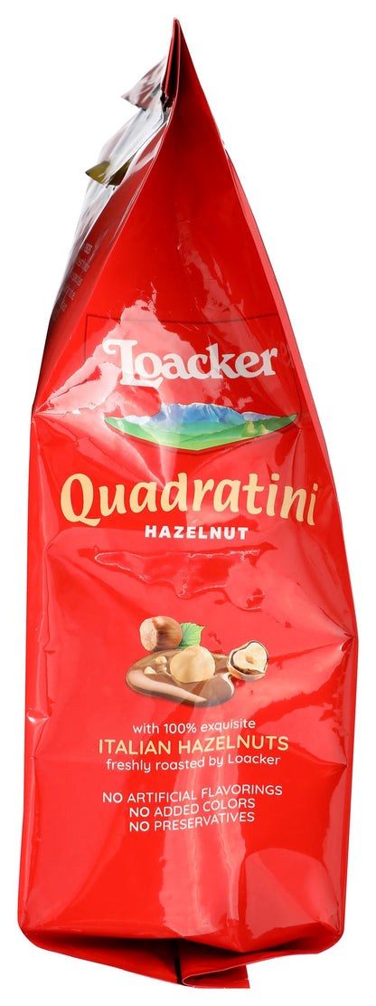 Product image of Loacker Quadratini Hazelnut Wafer Cookies Bite Size 30% Less Sugar Hazelnut Cream Filling NON-GMO 100%