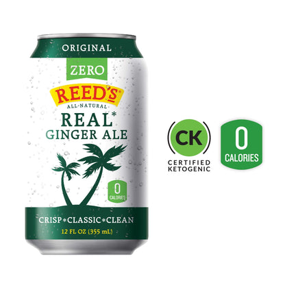 Product image of Reed's Zero Sugar Real Ginger Ale All-Natural Classic Ginger Ale Made Real Ginger can 12 oz 12 oz Pack of 8
